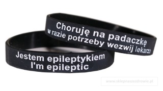 21cm Opaska, bransoletka silikonowa - Jestem epileptykiem -rozmiar 21cm
