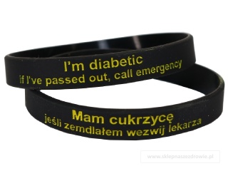 23cm Opaska, bransoletka silikonowa - Cukrzyca, diabetyk -rozmiar 23cm