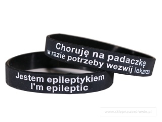 20cm Opaska, bransoletka silikonowa - Jestem epileptykiem -rozmiar 20cm