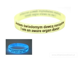20cm Opaska, bransoletka silikonowa - Jestem świadomym dawcą narządów -rozmiar 20cm