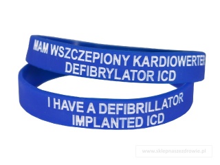 21cm Opaska, bransoletka silikonowa Mam kardiowerter defibrylator ICD -rozmiar 21cm niebieska