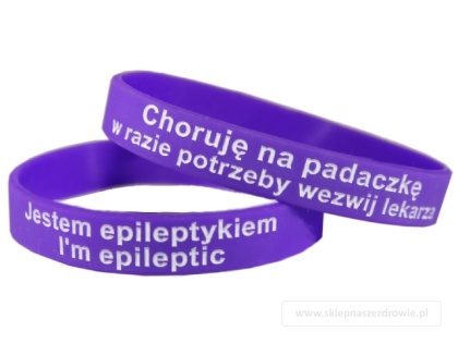 21cm Opaska, bransoletka silikonowa - Jestem epileptykiem -rozmiar 21cm