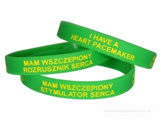 23cm Opaska, bransoletka silikonowa Mam stymulator rozrusznik serca -rozmiar 23cm zielona