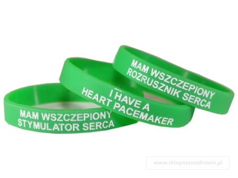 21cm Opaska, bransoletka silikonowa Mam stymulator rozrusznik serca -rozmiar 21cm zielona