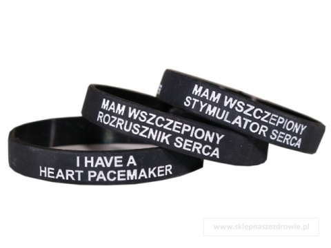 21cm Opaska, bransoletka silikonowa Mam stymulator rozrusznik serca -rozmiar 21cm czarna