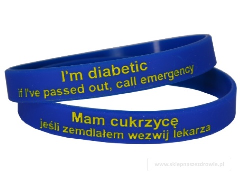 23cm Opaska, bransoletka silikonowa - Cukrzyca, diabetyk -rozmiar 23cm