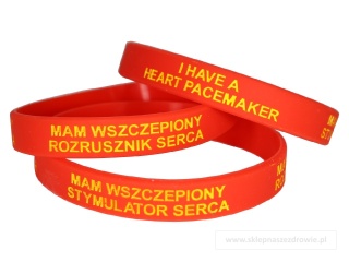 23cm Opaska, bransoletka silikonowa Mam stymulator rozrusznik serca -rozmiar 23cm czerwona