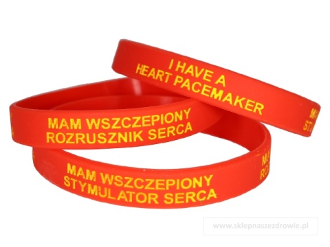 23cm Opaska, bransoletka silikonowa Mam stymulator rozrusznik serca -rozmiar 23cm czerwona