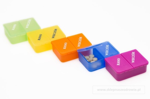 Kasetka, pojemnik, dozownik na leki, tabletki 1x2