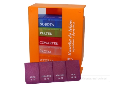 Kasetka, pojemnik, dozownik na leki, tabletki, tygodniowy 7x4