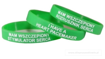 18cm Opaska, bransoletka silikonowa Mam stymulator rozrusznik serca -rozmiar 18cm zielona