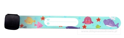 Regulowana opaska, bransoletka dla dziecka z numerem telefonu rodzica